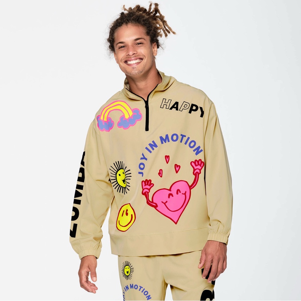 Zumba Bold Pullover "Joy In Motion" Unisex Jacket Dried Moss Cream (L)